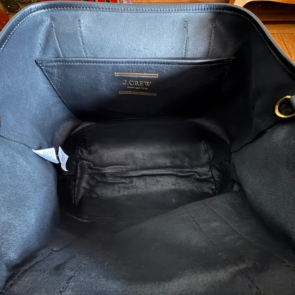 J. Crew Black Leather Tote Bag - Picture 6 of 10